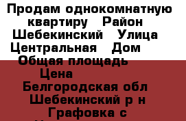 Продам однокомнатную квартиру › Район ­ Шебекинский › Улица ­ Центральная › Дом ­ 8 › Общая площадь ­ 35 › Цена ­ 1 300 000 - Белгородская обл., Шебекинский р-н, Графовка с. Недвижимость » Квартиры продажа   . Белгородская обл.